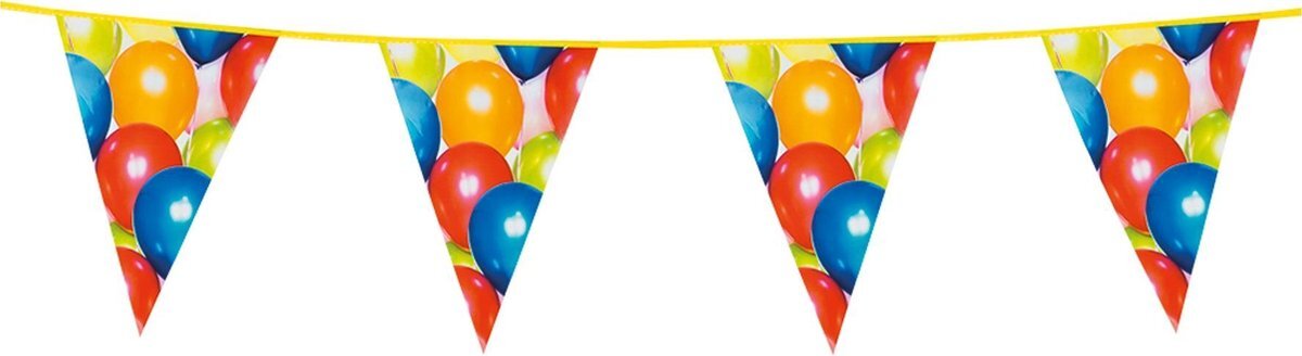 BOLAND BV 55526 Wimpelketting, luchtballonnen, 1 stuks, lengte 600 cm, ballon, vlaggetjesslinger, kunststof slinger, hangdecoratie, decoratieve slinger, themafeest, carnaval, kleuterschool, verjaardag