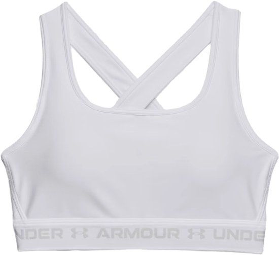 Under Armour Crossback Mid Bra Dames Sportbeha - Wit - Halo Grijs