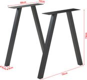 en.casa Stalen onderstel Heustreu set van 2 tafelpoot 72x70 cm zwart