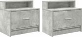 vidaXL Nachtkastjes - Set van 2 - Betongrijs - 51x31x47 cm