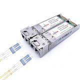 Elfcam® - 10 Gbit/s SFP+ transceiver-module, glasvezelaansluiting LC/UPC Duplex, monomode (OS2), 10GBase-LR SFP+ module 1310nm DDM 10KM, 2 stuks