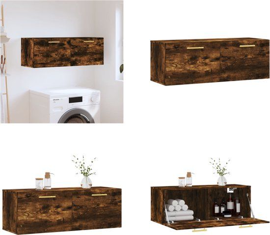 vidaXL Wandkast - 100x36,5x35 cm - Bewerkt Hout - Gerookt Eikenkleurig