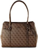 GUESS Leona Logo 2 Compartment Tote Bag Latte Logo Lichtbruin