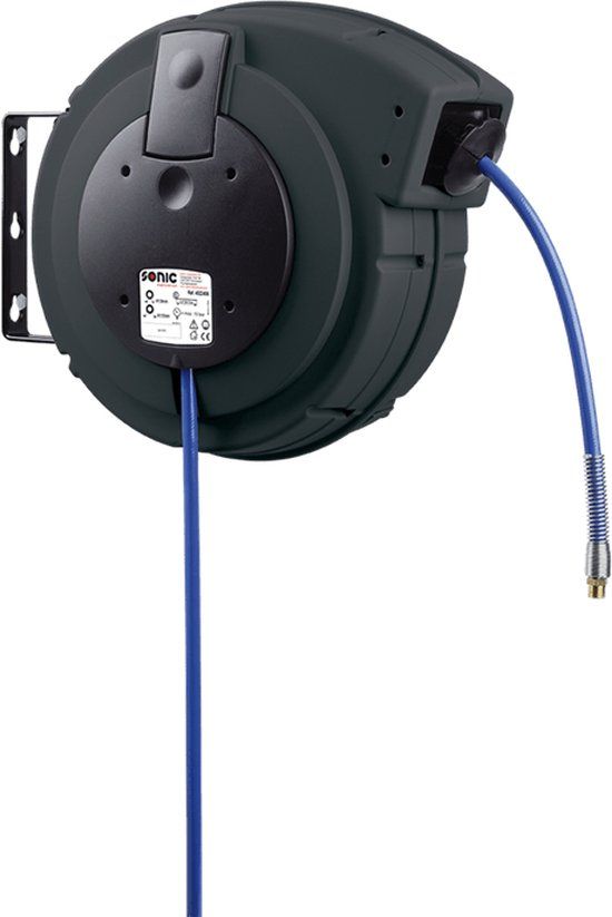 Sonic Luchtslanghaspel 15 meter, Ø8mm, Max. 15 Bar, Zwart