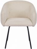 Vente-unique Set van 2 stoelen met armleuningen van stof met textuur en zwart metaal - Crèmewit - NISTOSIA