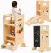 Olvy Enfants Montessori Leertoren - Learning Tower - Houten Opstapkruk - Keukentoren pour enfants - Opvouwbare kindertrap (4-in-1 leertoren)