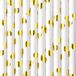 Partydeco Drinkrietjes - papier - 20x - wit/goud hartjes - 19,5 cm