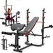 Hop-Sport HS-1065 - Pliable banc d'haltères réglable, banc de musculation avec support d'haltères, table de curl, papillon et tour de tirage vertical
