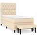 VidaXL Boxspringbed met matras, crème, 140x200 cm, stoffen bekleding