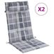 VidaXL Stoelkussens 2 st hoge rug ruitpatroon oxford stof grijs