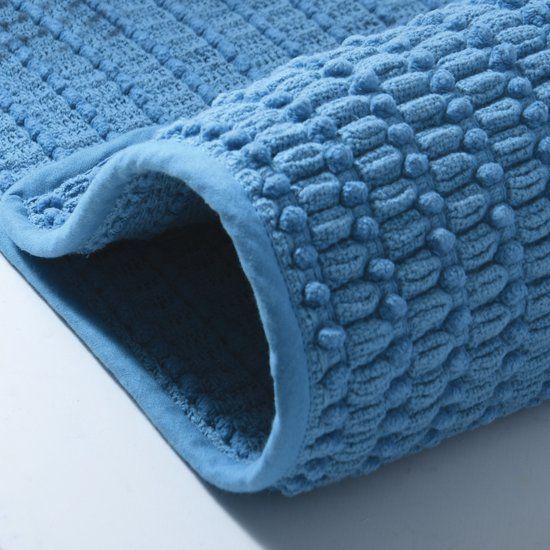 Spirella ADA Badmat – Katoenen Badkamermat van 100% Katoen – Oeko-Tex Gecertificeerd – Antislip Badmat voor Badkamer – Blauw