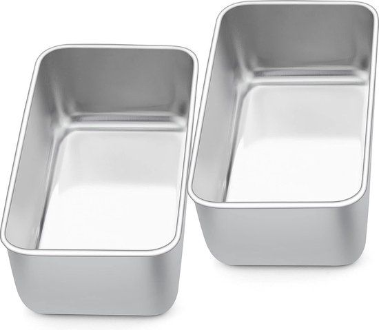 Merkloos Joyfair Set van 2 roestvrijstalen broodbakvormen, 23 cm x 12 cm x 6 cm
