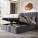Pangivo Lit Coffre 140x200 Cm En Velours Gris Avec Sommier Relevable Hydraulique Et Rivets
