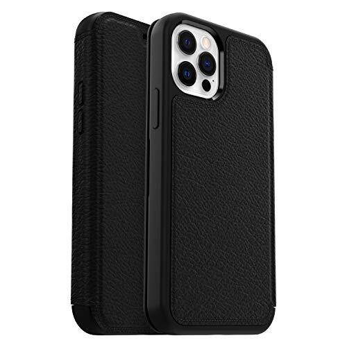 OtterBox OtterBox Strada Series Folio - Flip cover voor mobiele telefoon - leer, polycarbonaat, metalen vergrendeling - schaduwzwart - slank ontwerp - voor Apple iPhone 12, 12 Pro