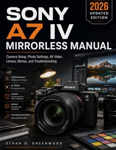 Sony A7 IV Mirrorless Manual: Camera Setup, Photo Settings, 4K Video, Lenses, Menus, and Troubleshooting