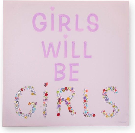 Childhome Collections CHILDWOOD - SCHILDERIJ GIRLS & BUTTONS 75X75 ROZE