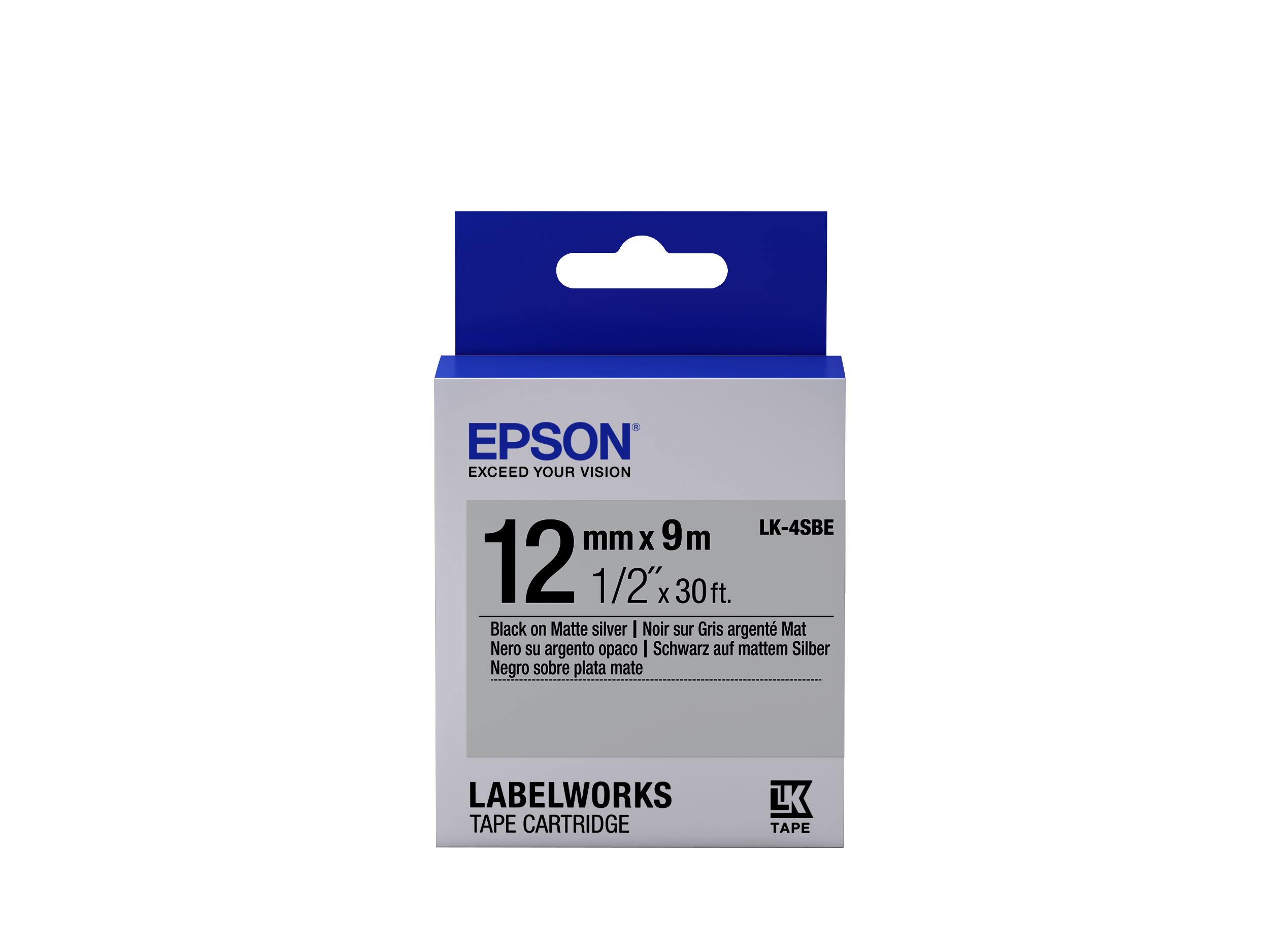 Epson Matte Tape - LK-4SBE Matte Blk/MattSiv 12/9