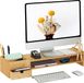Relaxdays Monitorstandaard - met lades - bamboe