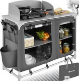 tectake® Cuisine de camping - Armoire de camping pliable - 116 x 52 x 107 cm - Gris