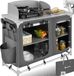 tectake® Cuisine de camping - Armoire de camping pliable - 116 x 52 x 107 cm - Gris