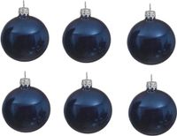 Decoris Kerstballen - 6 stuks - Donkerblauw - 8 cm - Glas