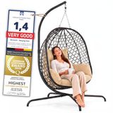 GOODS+GADGETS® Dimono hangstoel met frame, beige, van polyrotan
