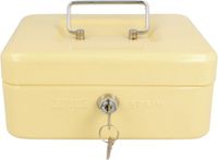 Amig Geldkistje met 2 sleutels - beige - staal - muntbakje - 15 x 11 x 7 cm