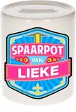 Bellatio Decorations Kinder spaarpot met naam - Lieke - keramiek - met dop - wit