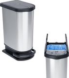 Rotho Paso Pedaalemmer - Afvalscheider 50L - Zilver Metallic
