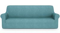 PETTI Artigiani Italiani - Bankhoes voor 2-zitsbank, elastisch, 2-zits, turquoise, jacquard-stof, 100% Made in Italy