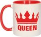 Bellatio Decorations Queen Koffiemok - Rood met Wit - 300 ml - Keramiek