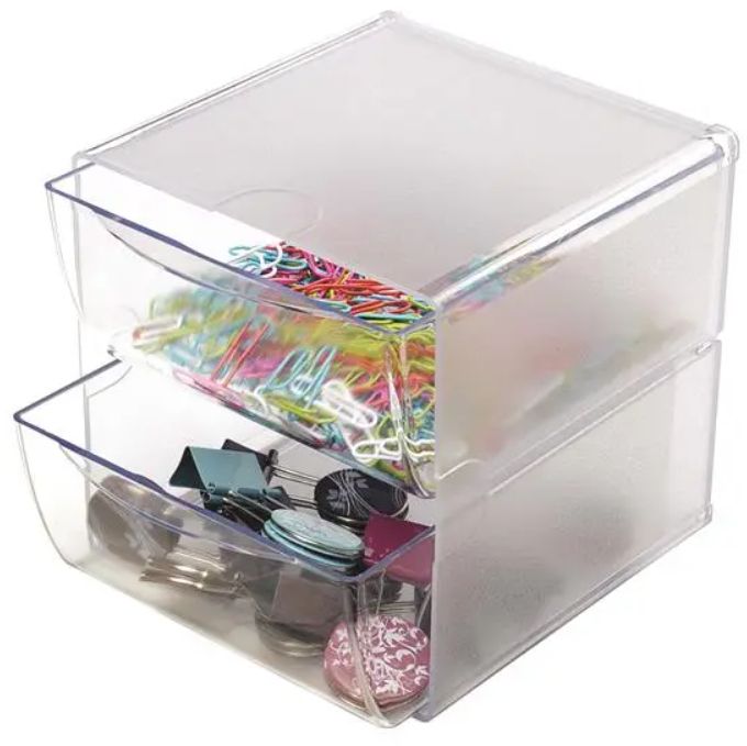 Deflecto Classic Cube organizer met 2 lades - Transparant