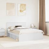vidaXL Bedframe met hoofdeinde, wit, 140 x 190 cm, massief dennenhout
