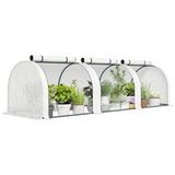 Serre de jardin tunnel 3x1x0,8m - Bâche PE 140g/m² anti-UV - Structure acier - 3 fenêtres d'aération - Blanc