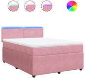 vidaXL Boxspring met matras fluweel roze 140x190 cm