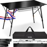 tectake® Campingtafel - Klaptafel van aluminium - Oprolbaar tafelblad - Opvouwbare campingtafel - Reistafel - Tuintafel - Weerbestendig - In hoogte verstelbare poten - Draagtas - Afmeting (LxBxH) 90 x 52 x 47 - 70 cm - Zwart