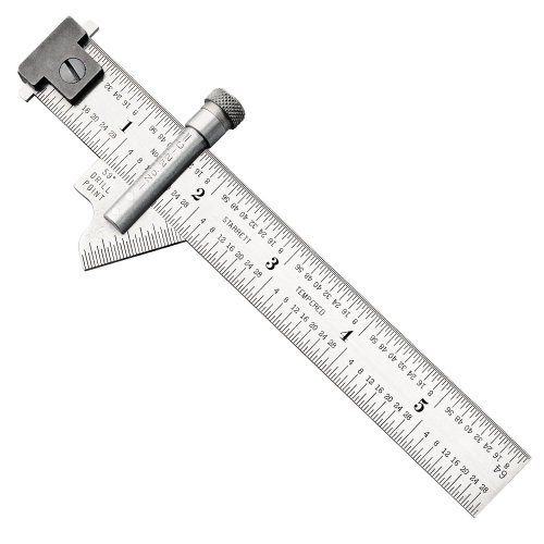 Starrett 22C Bore Point Measuring Instrument, Hook Rule 59 Degree Bevel, 1/32" Head Graduation, 15.2 cm Long