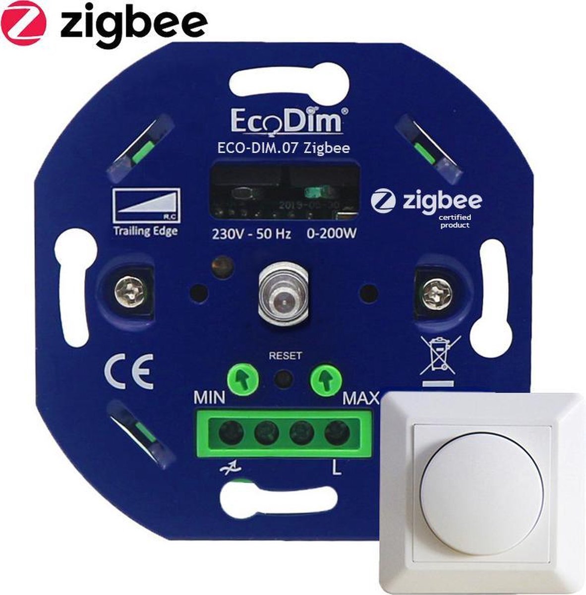 EcoDim ECO-DIM.07 slimme led inbouwdimmer Zigbee 0-200W (Fase Afsnijding)