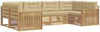 vidaXL Buiten bankenset 6-delig Wit en Beige Massief Acacia Hout