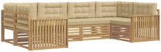 vidaXL Buiten bankenset 6-delig Wit en Beige Massief Acacia Hout