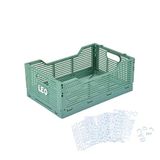 Homéa Opvouwbare en stapelbare kist, maat M (30 x 20 x 11 cm), salie