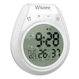 Digitale doucheklok waterdicht doucheruimte badkamer wandklok keuken digitaal groot LCD-display 12/24 uur formaat binnentemperatuur countdown ophanggat