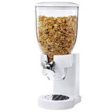 BAKAJI Dispenser voor opslag, dispenser voor granen, pasta, snoep, gedroogd fruit, afzonderlijk met rollen, container 500 g en interne doseerder (wit)