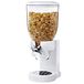 BAKAJI Dispenser voor opslag, dispenser voor granen, pasta, snoep, gedroogd fruit, afzonderlijk met rollen, container 500 g en interne doseerder (wit)