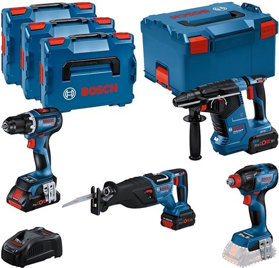 Bosch Professional Accu Toolkit 4-delig 18V GSR+GDX+GBH+GSA in L-Boxx - 0615990N37