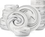 MALACASA, service de table 24 pièces en porcelaine, gris marbre