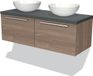 Maxaro Badkamermeubel Modulo Plato 120cm - Middenbruin Eiken - 2 Lades - Donkergrijs Blad