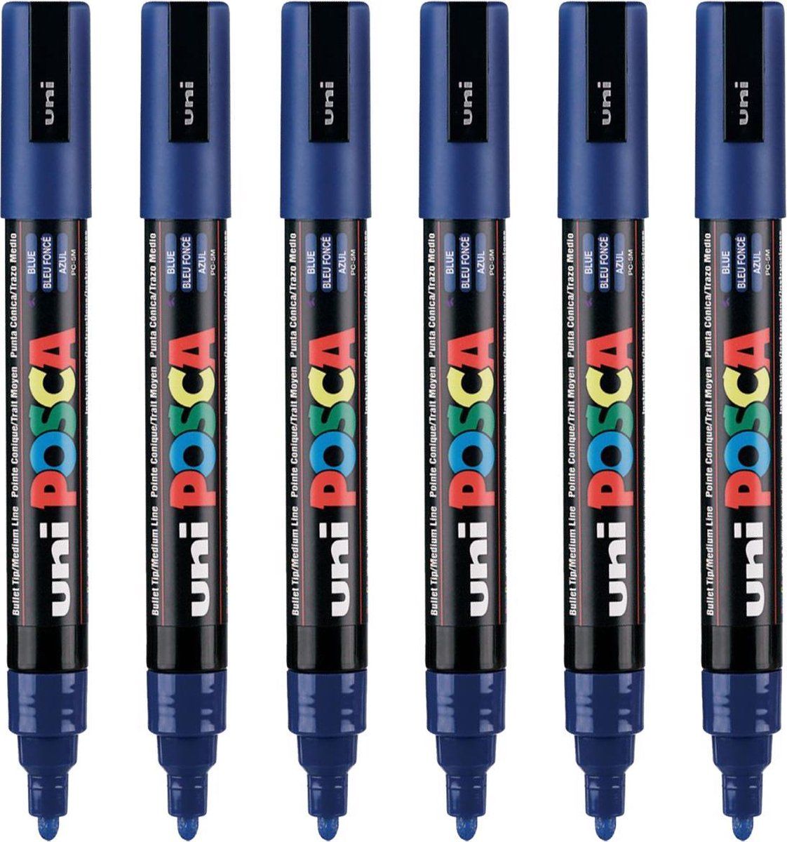 Posca Stiften PC-5M Medium Tip - verfstiften - Blauw - 6 stuks