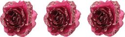 Bellatio Decorations Kaemingk B.V. Kerstboomversiering Bloem - 10 stuks - 15 cm - Roze - Glitter - Op clip