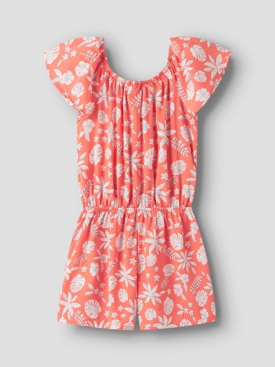 NAME IT - NKFVINAYA SS PLAYSUIT FFFFF NOOS - Meisjes - Broeken - Koraaloranje - Maat 158